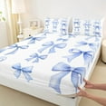 thumbnail image 3 of Feelyou Girly Blue Bowknot Twin Sheet Sets, Kawaii Princess Bow-tie Twin Fitted Sheet, Cartoon Ribbon Style Flat Sheet, Microfiber Bedroom Decor, 3 Pieces, 3 of 7