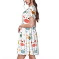thumbnail image 2 of Balery Colorful Crabs Vestidos sueltos de manga corta para mujer, vestidos de verano 2025, vestidos casuales de corte A con vuelo., 2 of 6