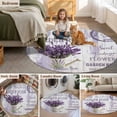 thumbnail image 5 of Purple Lavender Round Area Rug 5Ft Washable Circle Rugs for Living Room Bedroom, Vintage Farmhouse Rustic Floral Wooden Grain Non-Slip Carpet Floor Mats Indoor Outdoor Carpet Runner Home Decor, 5 of 8
