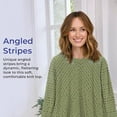 thumbnail image 4 of SAGEFINDS Soft V Neck Striped Knit Top for Women, Loose Fit Shirt with 3/4 Sleeves, Casual Tunic Tee - Slate Blue - Large, 4 of 8