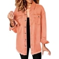 thumbnail image 3 of Womens Tops Washed Denim Shirt Jacket Polyester And Cotton Shirt Collar Chest Pockets Long Sleeves Regular Fit Casual Daily Outfits M Sweaters For Women, 3 of 6