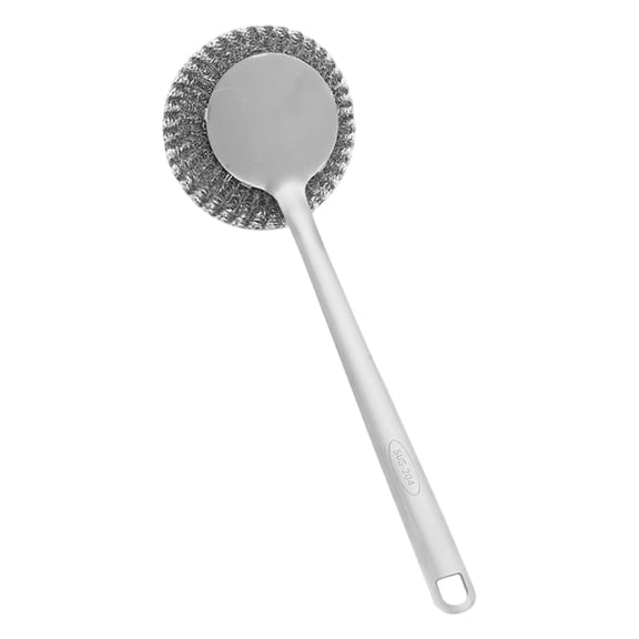 Metal Scrubber,Steel Wool Scrubber with Handle,Cast Iron Scrubber, Stainless Steel Scrubber,Long Handle Stainless Pot Brush, Remove Dirt for Cleaning Stoves, Sinks, Dishes, Grills, Bowls(Silver)