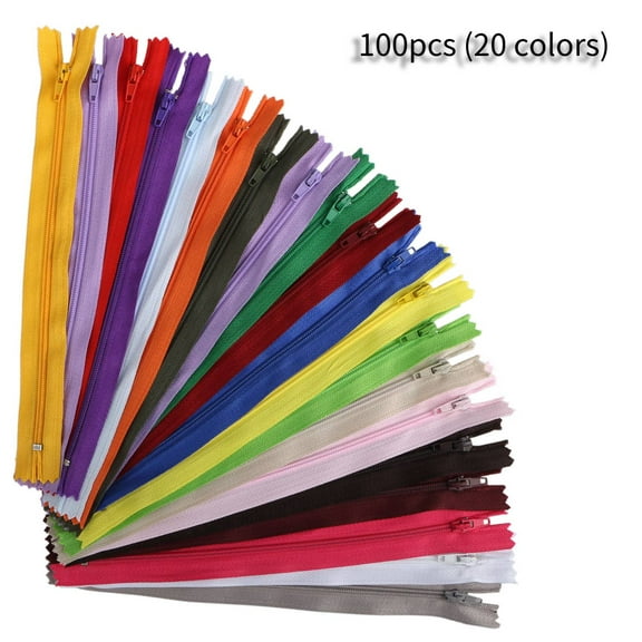 100pcs 9inch Nylon Coil Zippers Tailor, TSV Sewing Tools Garment Accessories Zipper Sewing Fasteners (Assorted Colors)