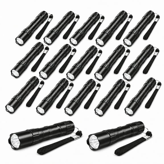 BlinkLLX 20 Pcs Black Mini LED Flashlights Aluminum Torches with Lanyard