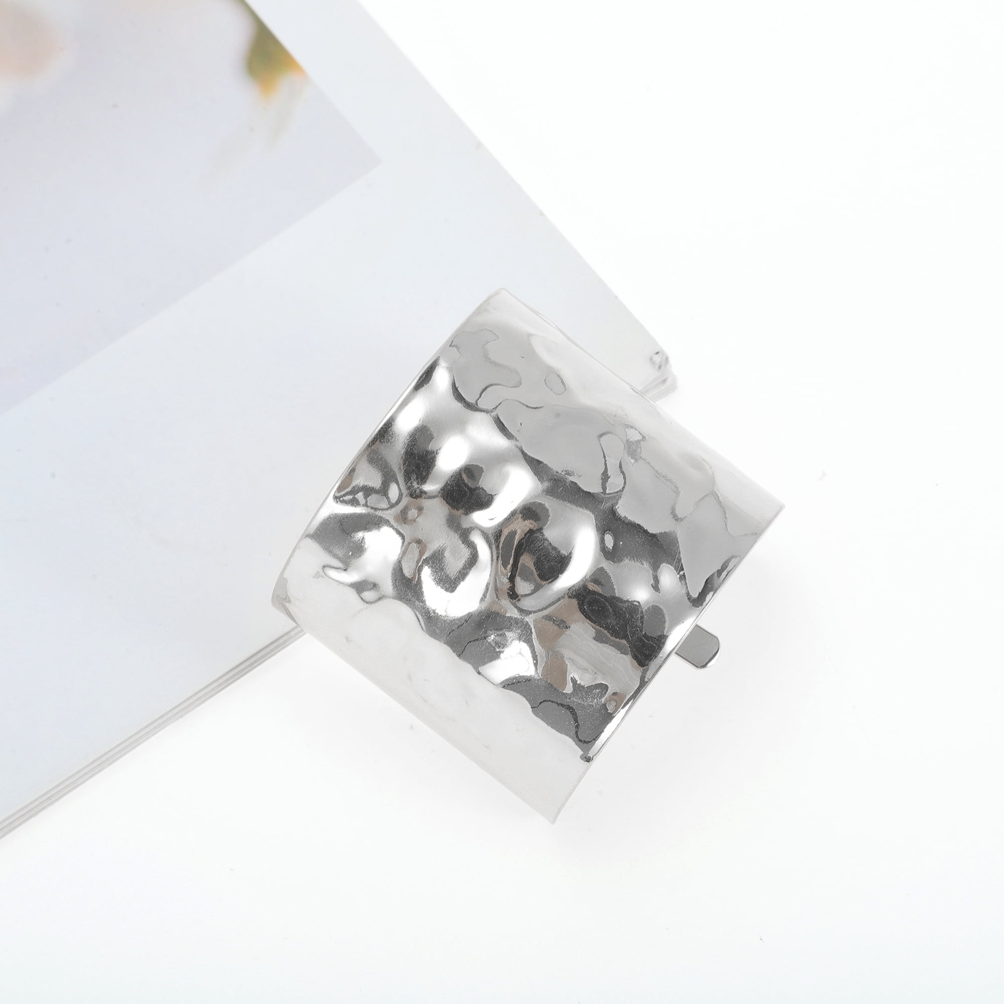 Unique Bargains Stylish Semi-column Ponytail Buckle Hair Clip for Women 1 Pc Silver Tone