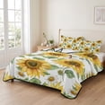 thumbnail image 2 of Twin XL Quilt Set 68''x98'', Sunflower Lightweight Summer Bedspread Coverlet Set with 2 Pillow Shams, Farmhouse Watercolor Botanical Summer Breathable All Season Quilt Bedding for Dorm/Guest Room, 2 of 9