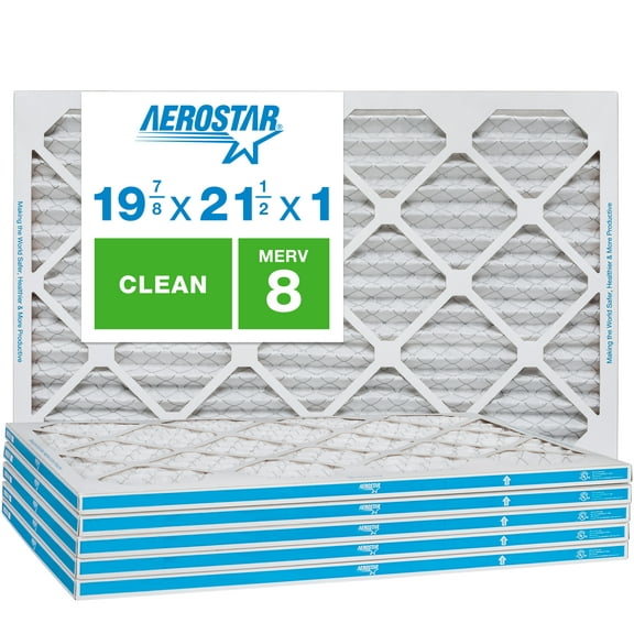 Aerostar 19x21x1 MERV 8 Pleated Air Filter, AC Furnace HVAC, 6 Pack