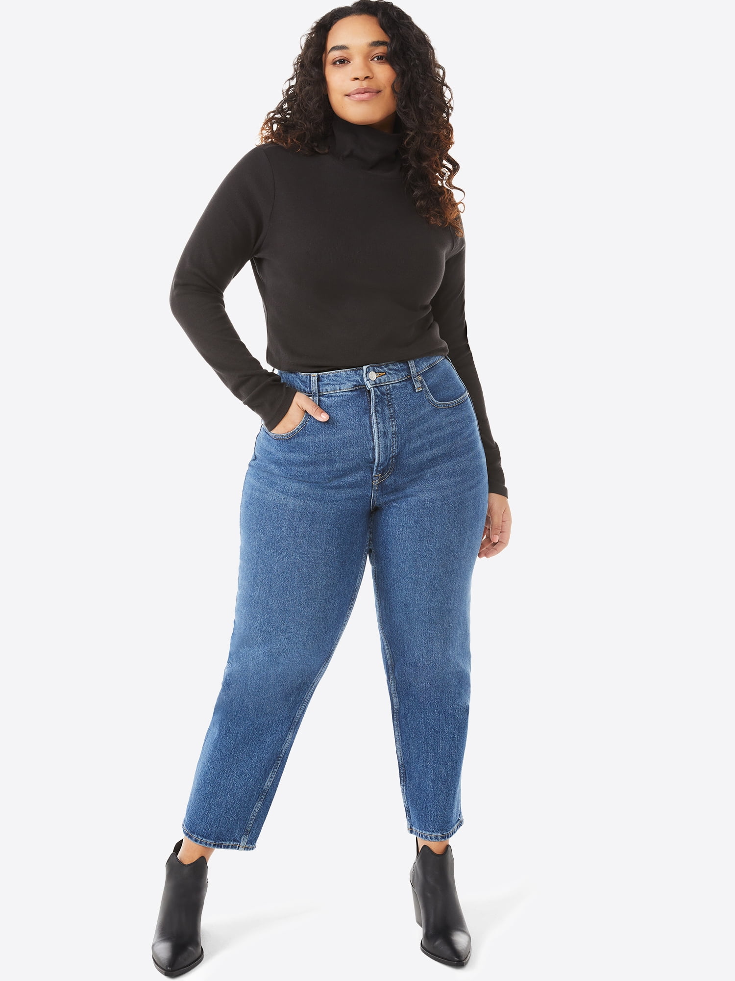 Free Assembly Women's Fine Ribbed Turtleneck with Long Sleeves, Lightweight, Sizes XS-XXXL