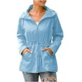 thumbnail image 2 of clear 50% off Usmixi 2023 Raincoat for Women Winter Rain Jacket for Women Drawstring Elastic Waist Outdoor Lightweight Windbreaker Coat Long Sleeve Casual Pocket Solid Hooded Outwear Weekly Deals, 2 of 7