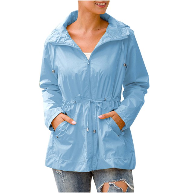 Chaqueta de lluvia para mujeres de Ichuanyi para mujeres livianas con capucha, chaqueta liviana con capucha con capucha chaqueta de viento sólida al aire libre impermeable ICHUANYI WER202308183242