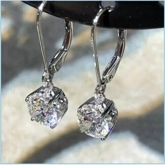 2.50Ct Round Lab Created Diamond Drop Dangle Earring 14K White Gold Plated Silver