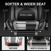 GTPLAYER Gaming Chair with Footrest PU Leather Office Chair with Adjustable Headrest, Gray