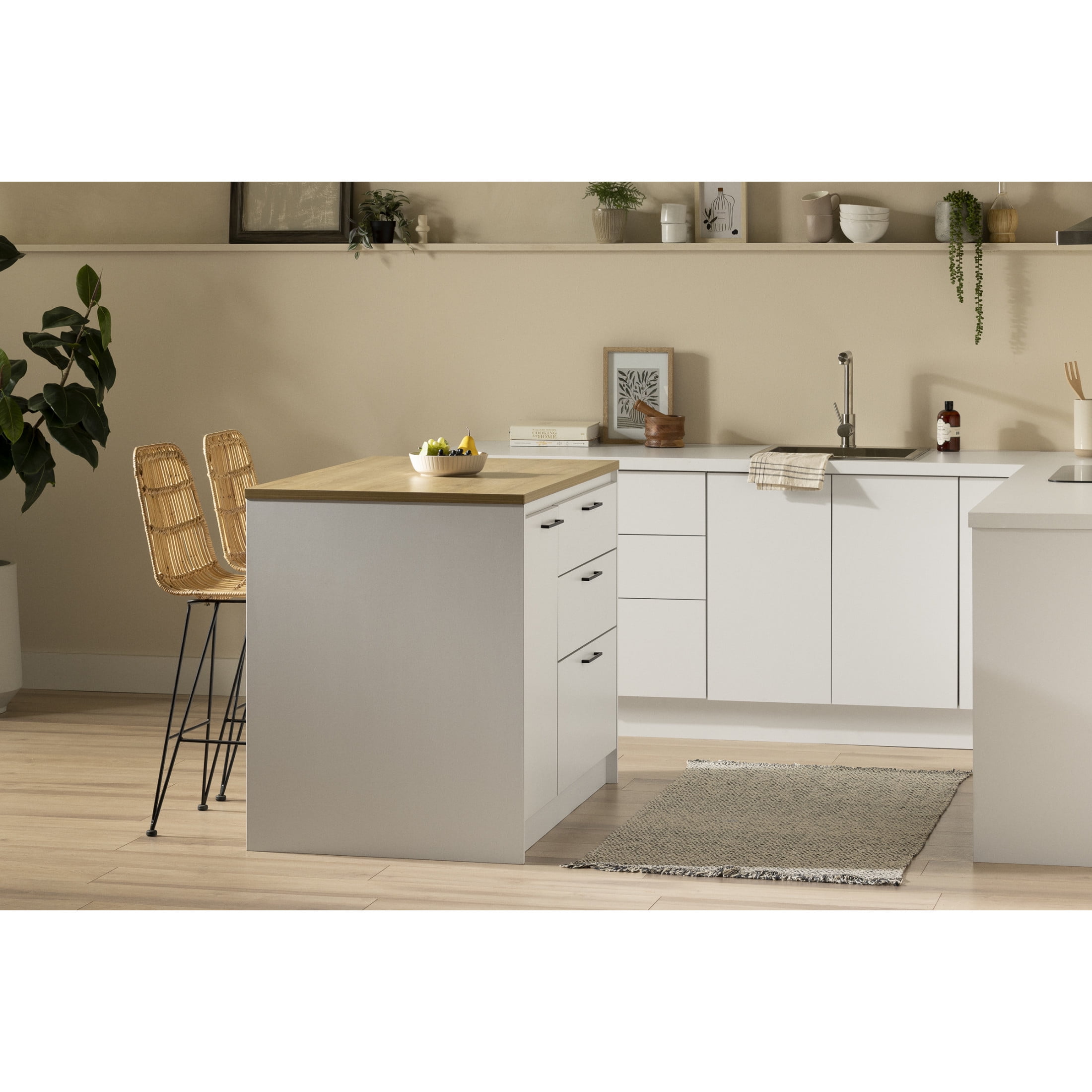 South Shore Myro, Contemporary Kitchen Island,  White