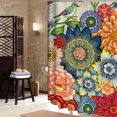 thumbnail image 3 of Cortina De Ducha Boho, Cortina De Ducha De Baño Floral De Granja Para Baño, Conjunto De Cortina De Ducha Impresa De Tela De Poliéster, 12 Ganchos Incluidos Muyoka Hogar, 3 of 7