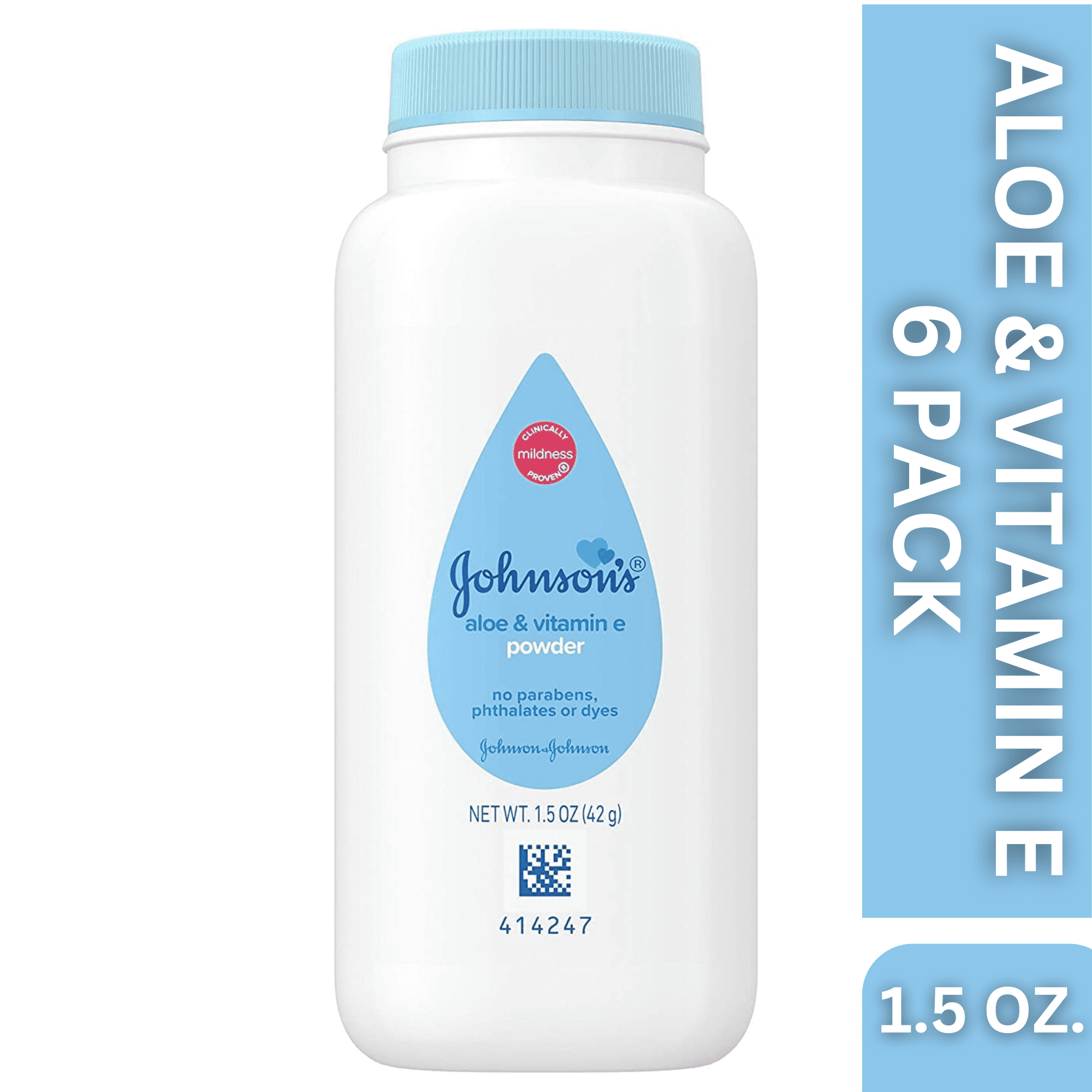 Johnson's Baby Naturally Derived Cornstarch Baby Powder with Aloe and Vitamin E for Delicate Skin, Hypoallergenic and Free of Parabens, Phthalates, and Dyes for Gentle Baby Skin Care, 1.5 oz., 12 Pack