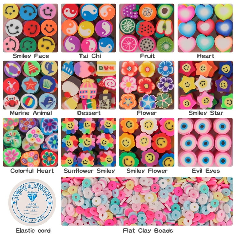 1140Pcs Flower Smiley Face Beads Polymer Clay Bead Kit Include y2k