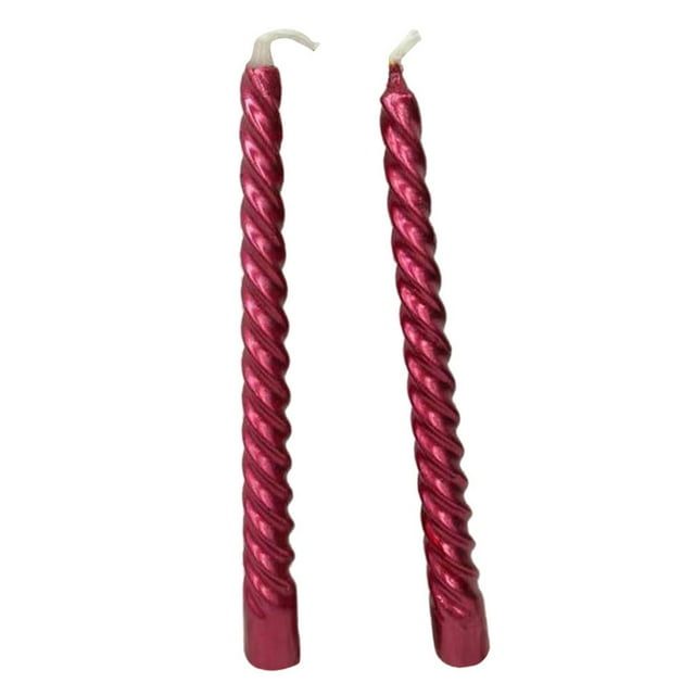 simhoa 2pcs Dinner Candle Assorted Colors Taper Twisted Spiral Long Candles for Dinner 2 CandleRed