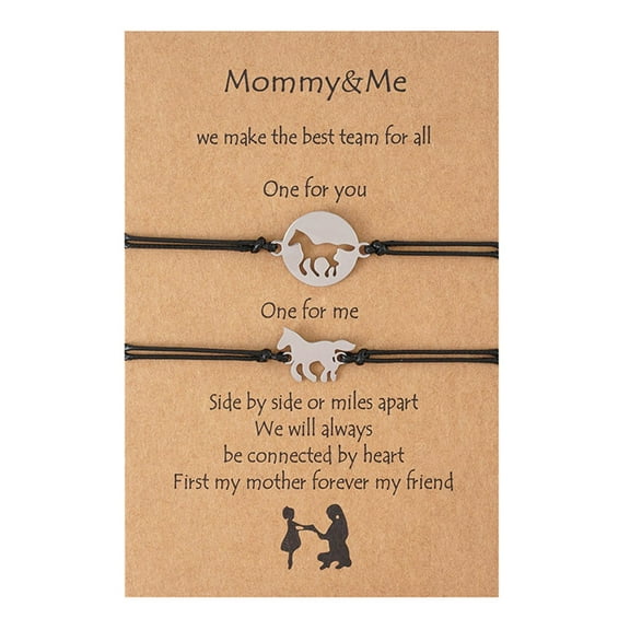 lanema Mother Daughter Bracelets Set for Mom Gifts Matching Horse Bracelets Back to School Gifts for Kids for Wish Bracelet 2 P