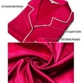 thumbnail image 3 of Womens Silk Satin Pajamas Set Sleepwear Loungewear,Red, 3 of 5