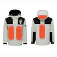 thumbnail image 2 of Feancey Mens Heated Jackets 4 Zones Heating Waterproof Coats with Removable Hood Winter Outdoor Windproof Warm Heated Ski Jackets,Beige,M, 2 of 5