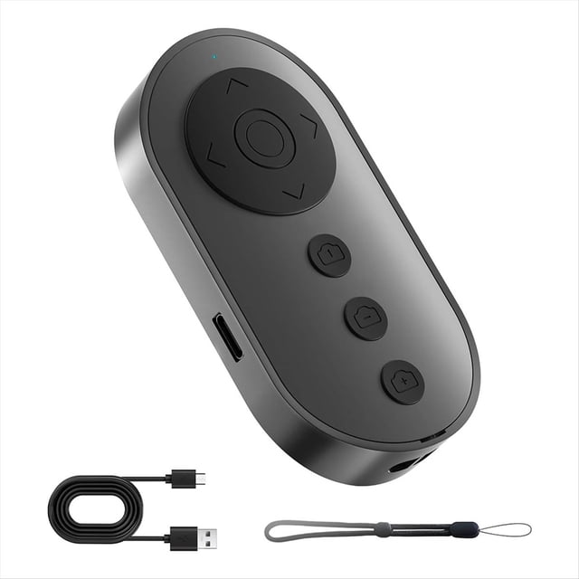 Obturador Remoto para Cámara Bluetooth con Zoom e Interruptor de Cámara Frontal/Trasera, Control Remoto de Video, Control de Cámara con Selfie.