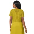 thumbnail image 2 of Jessica London Women's Plus Size V-Neck Short Sleeve Open Front Button Up Crochet Shrug, 2 of 5