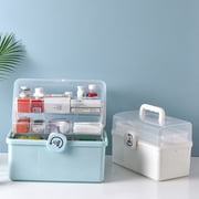 Nsxcdh Home First Aid Kit Hand Held Emergency Box Large Capacity Plastic Transparent 10.2x6.3x6.2in Three Compartments Pill Organizer Storage Box Party Cute Decoration Favors for Kids
