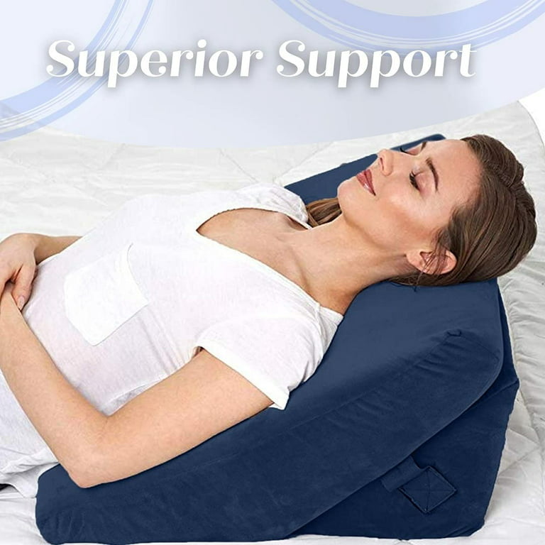Bed Wedge Pillow with Memory Soft Foam Top by Cushy Form Support Pillow  Best for Sleeping Reading Rest or Elevation