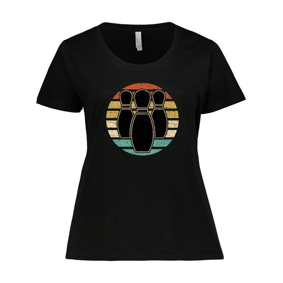 Inktastic Bowling Sunset for Bowler Silhouette Bowling Pins Women's Plus Size T-Shirt