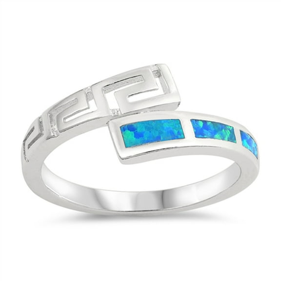 CHOOSE YOUR COLOR Blue Simulated Opal Cutout Knuckle Wave Ring .925 Sterling Silver Band CZ Female Size 7