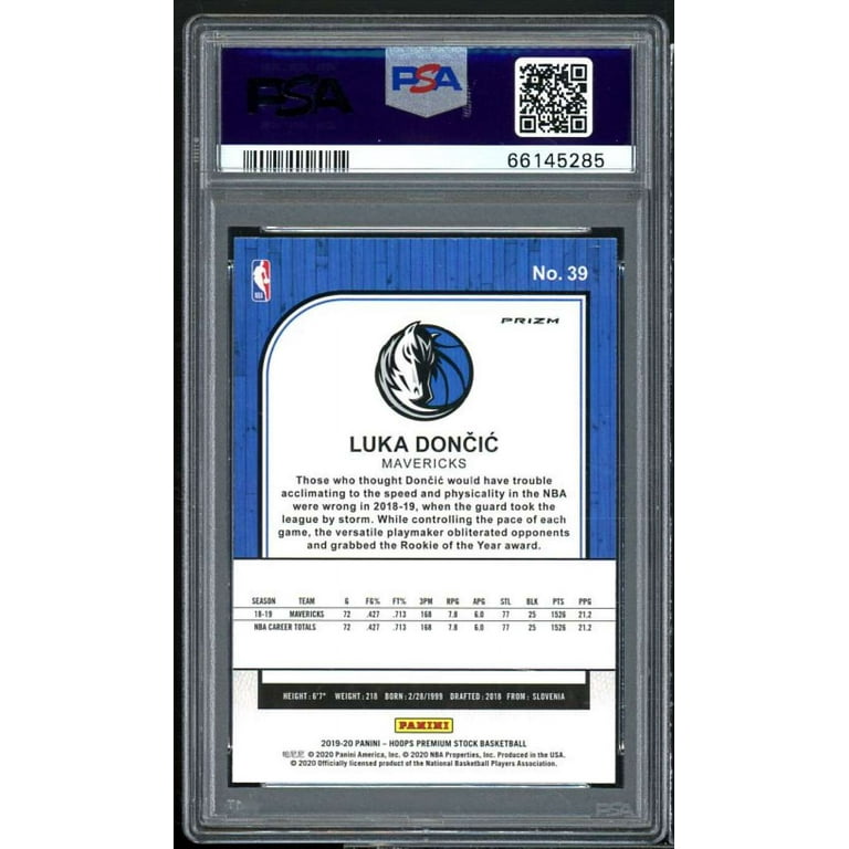 Luka Doncic Card 2019-20 Hoops Premium Stock Blue Cracked