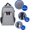 thumbnail image 3 of Mochila Antirrobo con Candado y Puerto USB con Lonchera Portátil de Dos Pisos con Aislamiento Térmico Bluelander, Gris, 3 of 5