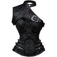 thumbnail image 1 of VASLANDA Women's Punk Rock Faux Leather Steampunk Overbust Vest Gothic Heavy Strong Steel Boned Corset with Zipper, 1 of 7
