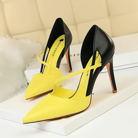 

Women‘s Stiletto High Heels Colorblock Pointed Toe D‘Orsay Non Slip Pumps Valentine‘s Day Heels