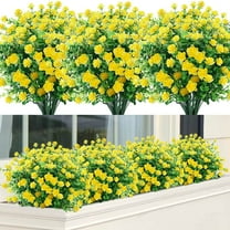 Artificial Flowers Outdoor Fake Flowers for Decoration UV Resistant No Fade Faux Plastic Plants Garden Porch Window Box Décor (6 Bundles, 2#Yellow)