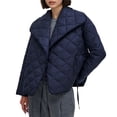 thumbnail image 1 of Chaquetas Acolchadas Ligeras con Cuello de Solapa y Botones, con Bolsillos. Azul Real L, 1 of 10