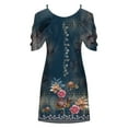thumbnail image 5 of Robes d'Été Robe d'Été pour Femmes Imprimé Manches Courtes Épaules Dénudées Col Rond Robe Marine TG, 5 of 5