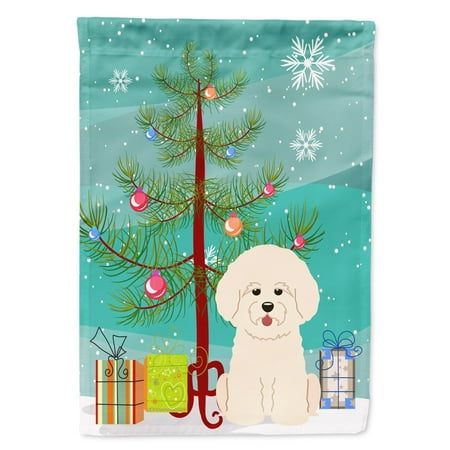 Carolines Treasures BB4200GF Merry Christmas Tree Bichon Frise Flag Garden Size   Small  multicolor