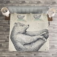 thumbnail image 3 of Ambesonne Yoga Quilted Bedspread Set 3 Pcs, Meditating Bear Calm Life, Queen Size, Cream Black Green, 3 of 3