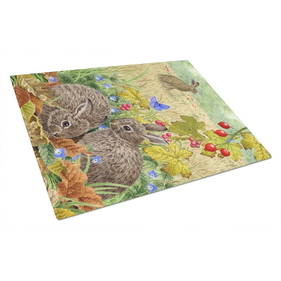 Caroline's Treasures Leverets and Rabbit Glass Cutting Board Large