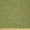 thumbnail image 2 of Ambesonne Yellow and Gray Fabric by the Yard Microfiber, Floral Ornament Art, 10 Yards, Green Brown Redwood, 2 of 2