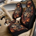thumbnail image 3 of Xixirimido Car Seat Covers Front Seats Leather Universal Fit for Cars, Vans, Trucks, SUV, Set of 5 Car Seat Protector with Seatbelt Covers & Center Console Cover, Wolf Fire American Flag, 3 of 8