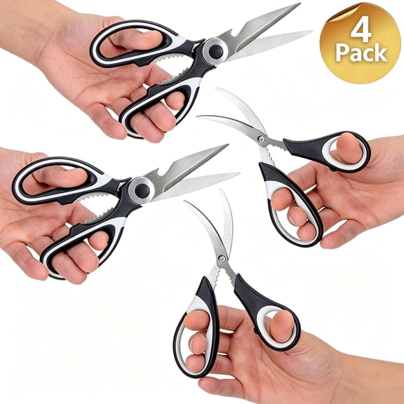 OFEFE 4-Piece Professional Kitchen Shears Set - Heavy Duty Stainless Steel Cooking Scissors with Seafood Scissors, All Purpose Ultra Sharp Utility Shears for Food, Meat, Poultry, Herbs