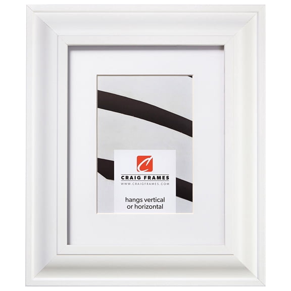 Craig Frames Contemporary Upscale, 18x36 inch Satin White Picture Frame Matted for a 14x32 Photo