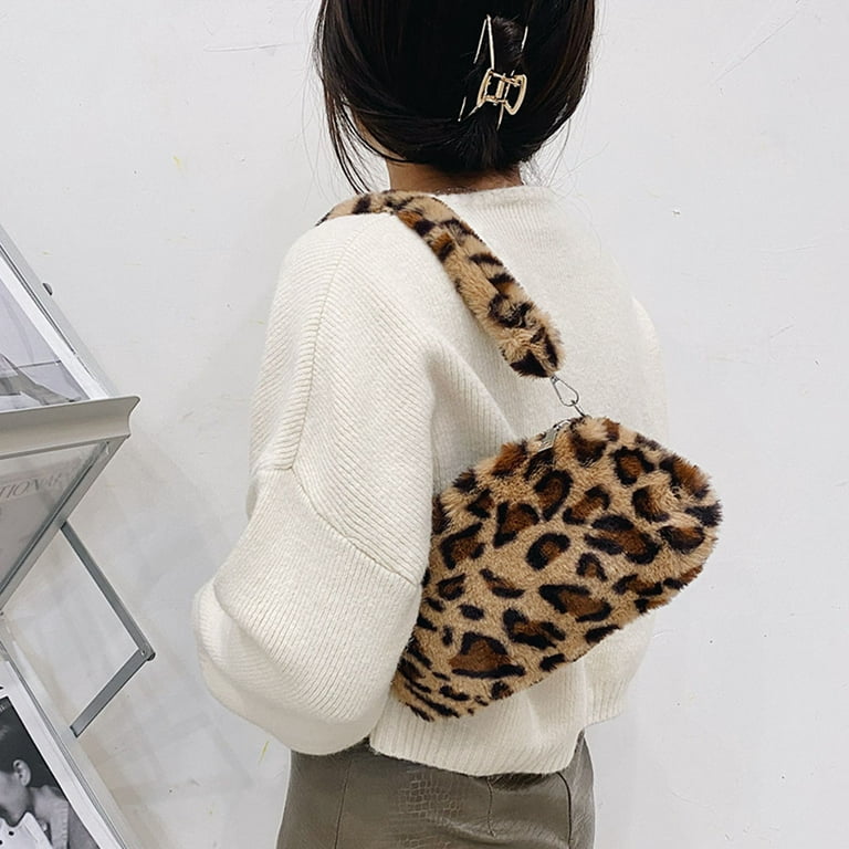 CHAMAIR Women Winter Plush Shoulder Bag Cute Print Underarm Bags