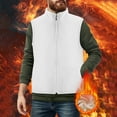 thumbnail image 2 of LpwkSSA Winter Fleece Vest for Men Solid Color Sleeveless Thicked Warm Vests Jacket Fashion Casual Oversized Cargo Waistcoat with Pocket White L, 2 of 9