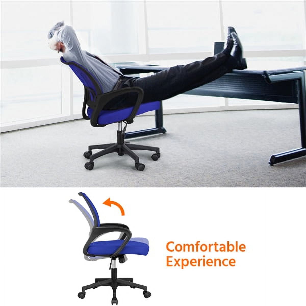 Alden Design Adjustable Ergonomic Mid-Back Mesh Office Chair with Armrests, Blue