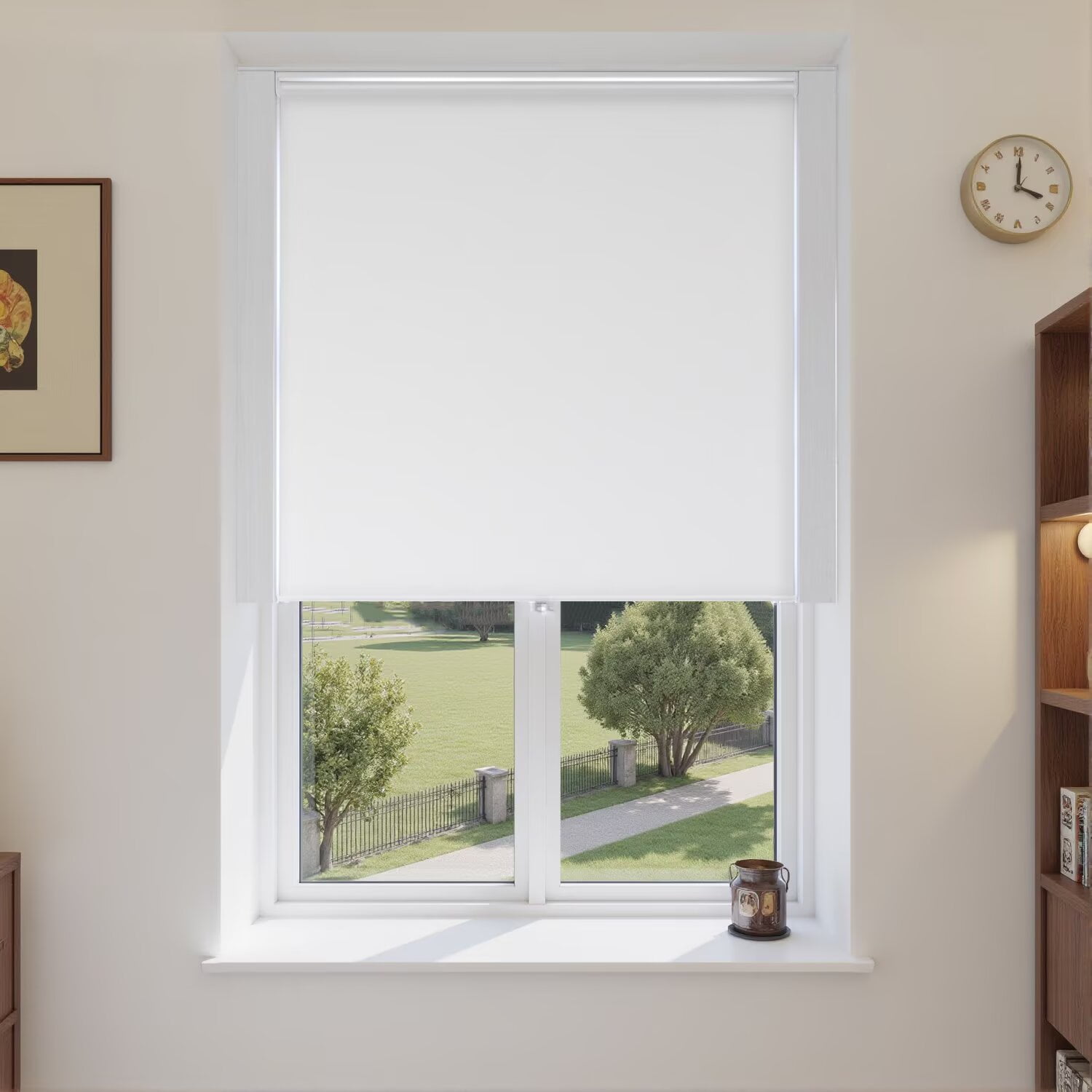 MYshade Cordless Blackout Roller Shades for Windows White-35"W*72"H Room Darkening Rolled up Blinds with Spring System Pull Down Shades Window Blinds for Home