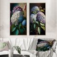 thumbnail image 1 of Designart "Purple Retro Hydrangea Blossoming I" Floral Framed Wall Art Set Of 2 - Traditional Purple Gallery Wall Frame Set For Home Decor, 1 of 6