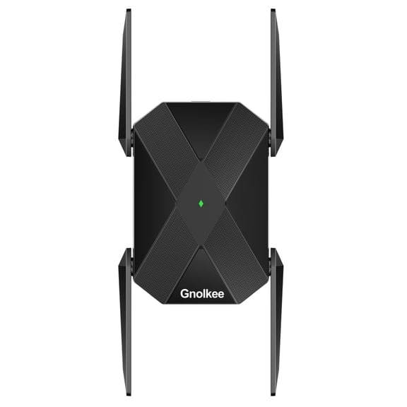 Gnolkee AX3000 Wifi 6 Range Extender, High-Speed 3000Mbps Dual Band Internet Booster & Signal Amplifier with Gigabit Port, Black.